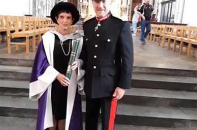 The Lord-Lieutenant congratulates Dame Helen Hyde DBE