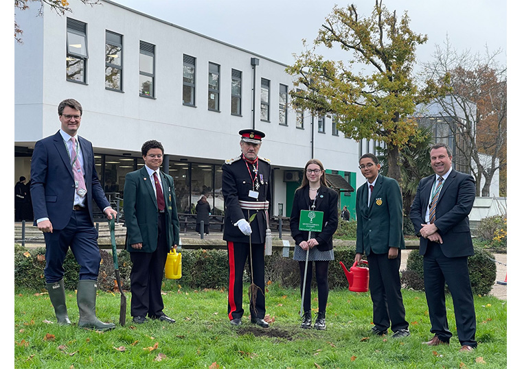 Lord-Lieutenant Plants a Cherry Tree at Rickmansworth School