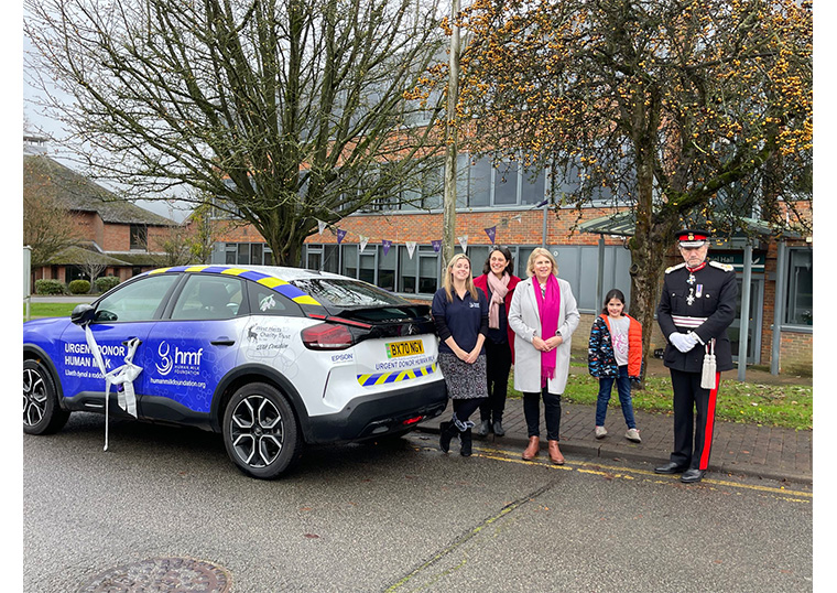 The Lord-Lieutenant presents Hearts Milk Bank  with a donated Electric Vehicle
